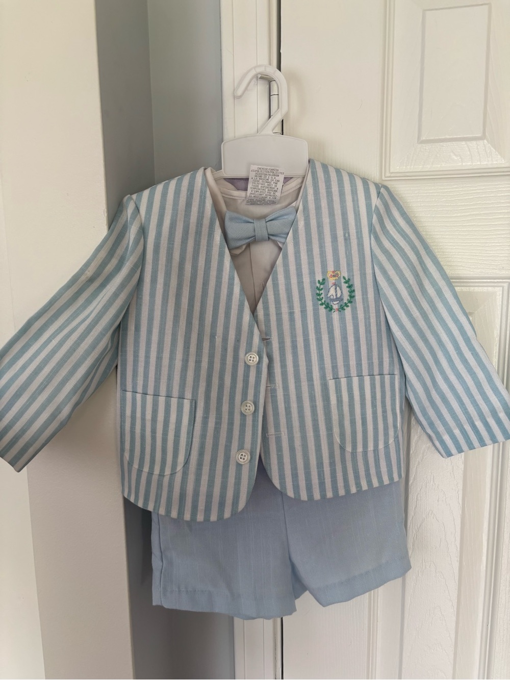 Vintage Good Lad Light Blue & White Striped Boys Blazer Set with Bow Tie